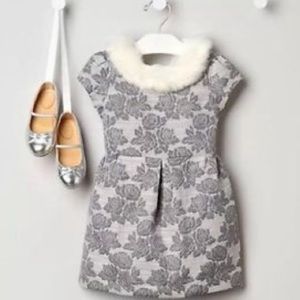 Janie & Jack jacquard fur collar dress
